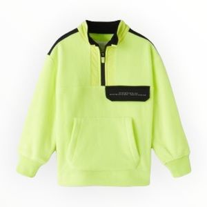 Zara Kids Neon Athletic Fleece Sweatshirt